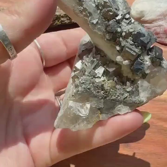 High Quality Calcite Covered Quartz with Pyrite from Mongolia |