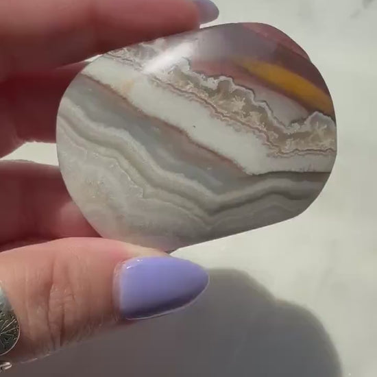 Crazy Lace Agate Palm Stone | Mexican Crazy Lace Agate | Gift for Crystal Lover | Happiness Crystal | Grounding Crystal | Crystal Gift