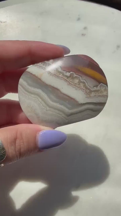 Crazy Lace Agate Palm Stone | Mexican Crazy Lace Agate | Gift for Crystal Lover | Happiness Crystal | Grounding Crystal | Crystal Gift