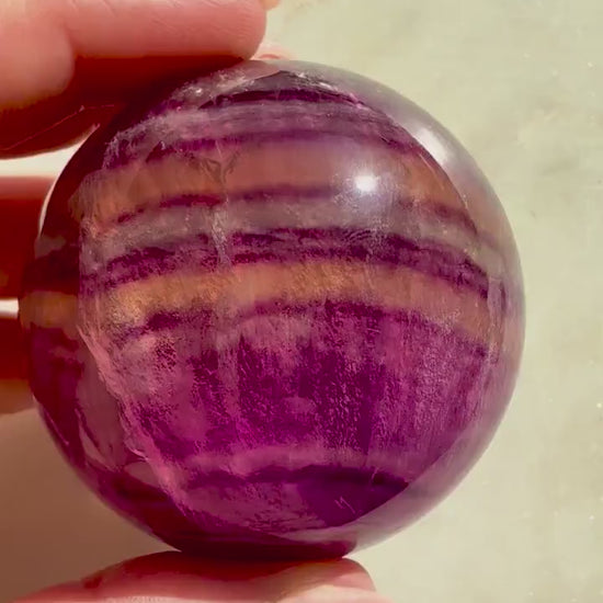 Banded Candy Fluorite Sphere || Candy Fluorite || Fluorite Sphere || Crystal Sphere || Purple Fluorite Sphere