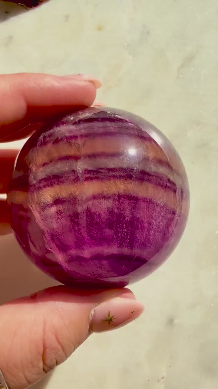 Banded Candy Fluorite Sphere || Candy Fluorite || Fluorite Sphere || Crystal Sphere || Purple Fluorite Sphere