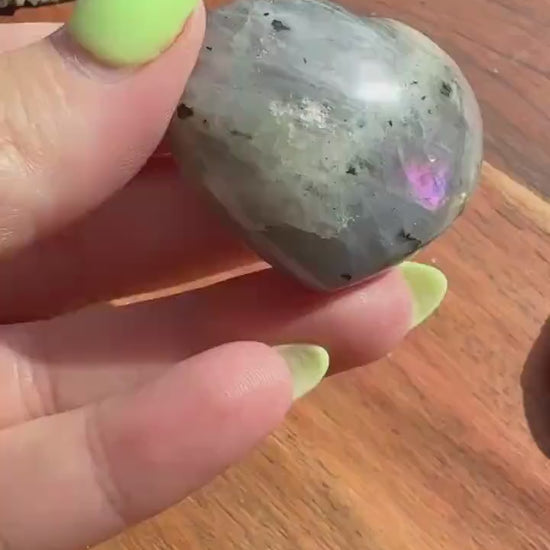 Purple and Pink Flash Labradorite Heart (Small)