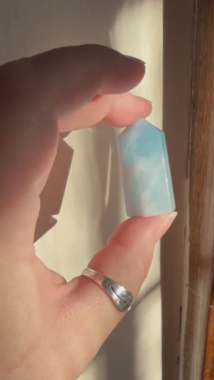 Small Aquamarine Tower | Aquamarine Tower | Blue Crystal | Crystal Carving | Crystal Point | Crystal Grid Crystals | Small Crystals