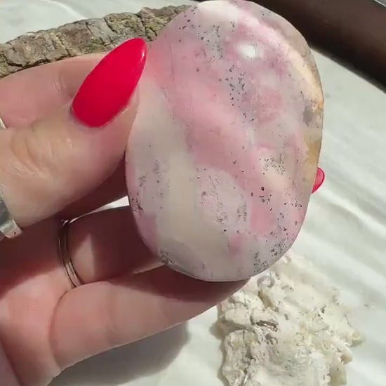 Pink Peruvian Rhodonite Palm Stone