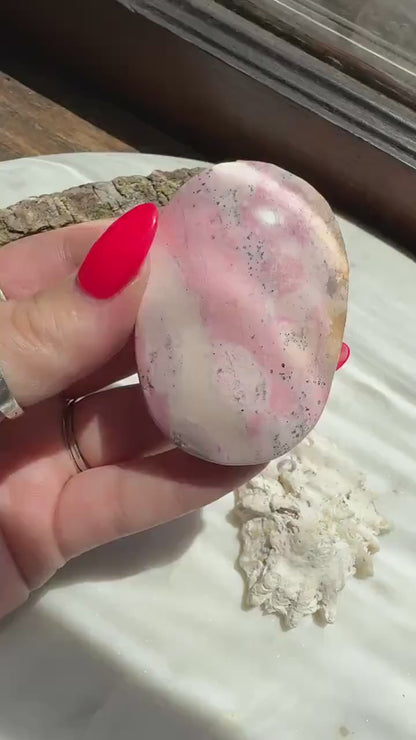 Pink Peruvian Rhodonite Palm Stone