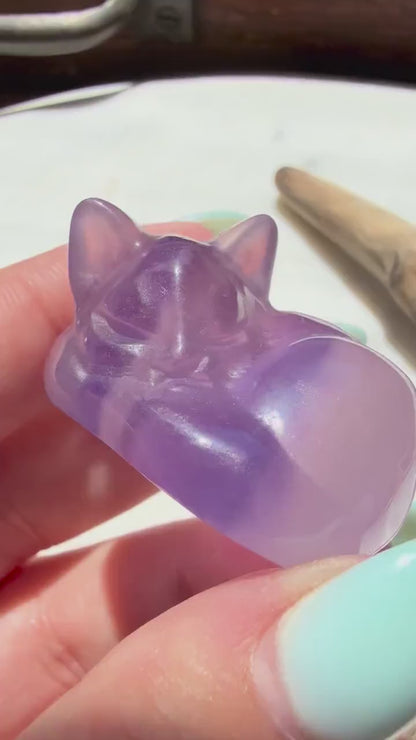 Purple Fluorite Sleeping Cat