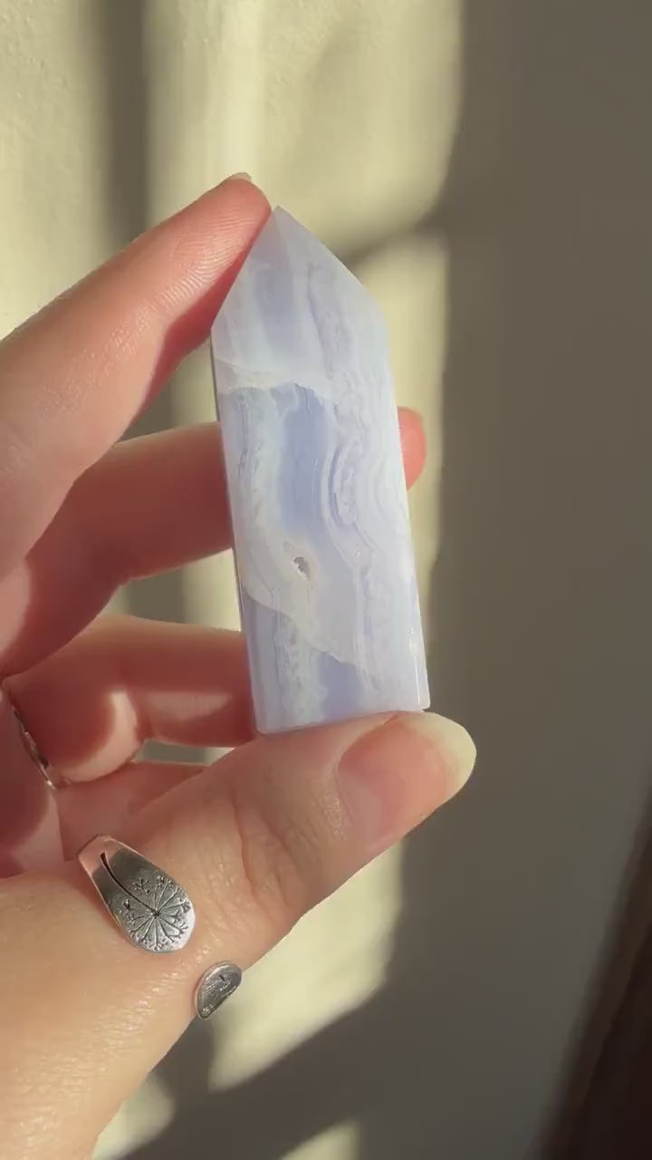 Blue Lace Agate Tower | Blue Lace Agate | Blue Tower | Crystal Tower | Blue Crystal | Altar Decor | Home Decor | Crystal Carving