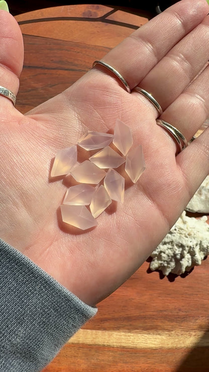 MINI PINK CHALCEDONY FACTED GEM CARVING [QTY. 1]