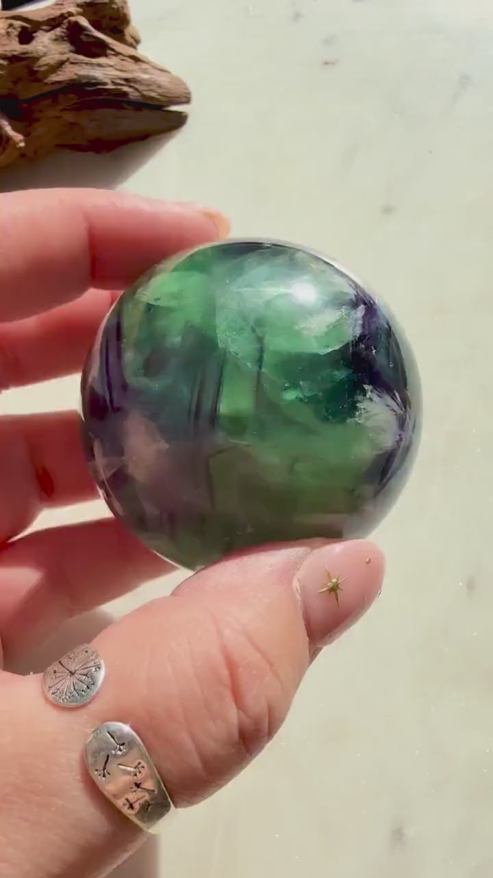 Feather Fluorite Sphere (40mm) || Fluorite Sphere || Crystal Sphere