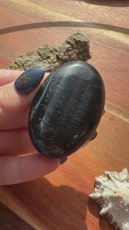 BLUE TIGER'S EYE PALM STONE