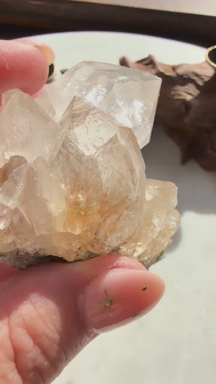 Rare Himalayan Quartz Cluster | Clear Himalayan Quartz with Gold Rutile | Samadhi Quartz | High Quality Himalayan Quartz | Rare Crystal